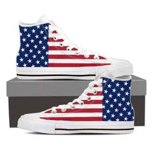 4th of July American Flag Canvas High Top Shoes