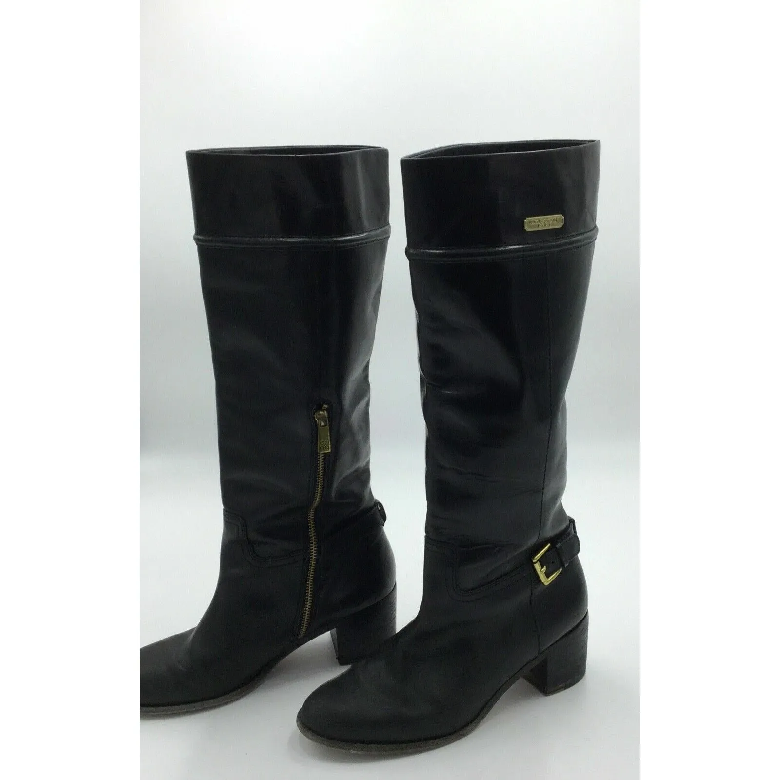COACH Stacy Black Riding Equestrian Leather Fashion Knee High Boots 8.5 B