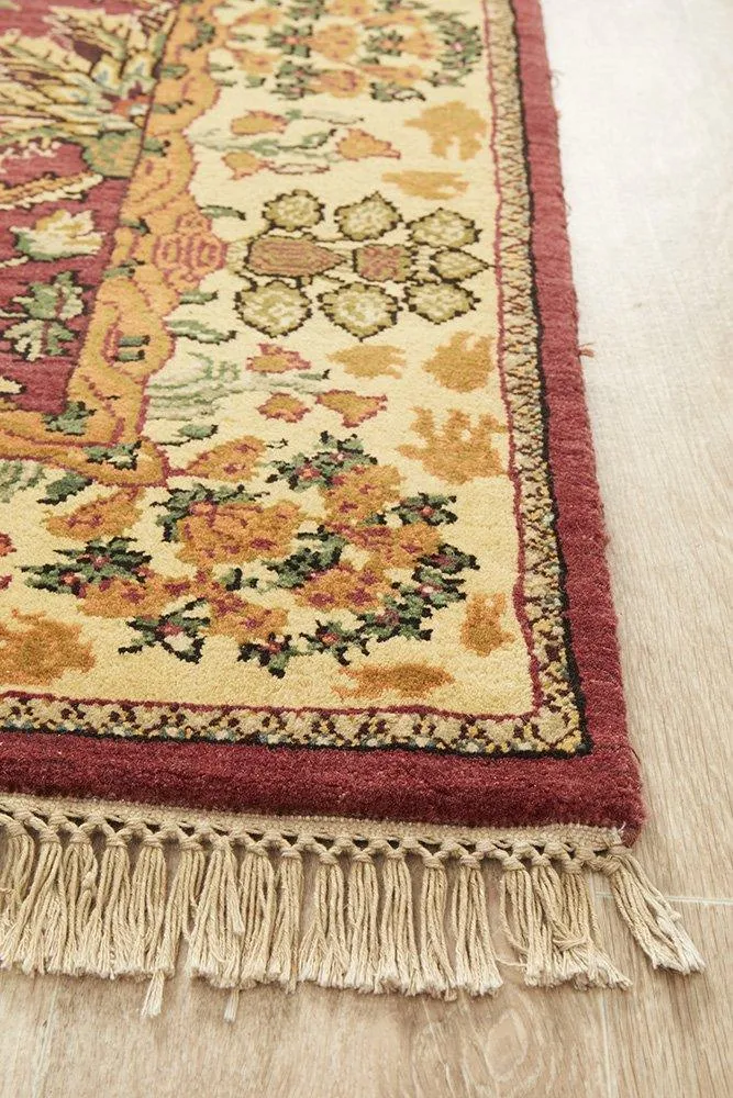 INDIAN HAND KNOTTED JAYPORE ROSE 183X120CM