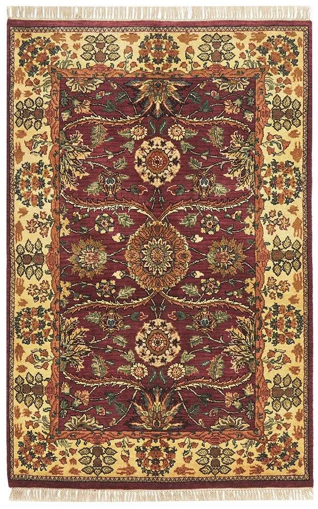 INDIAN HAND KNOTTED JAYPORE ROSE 183X120CM