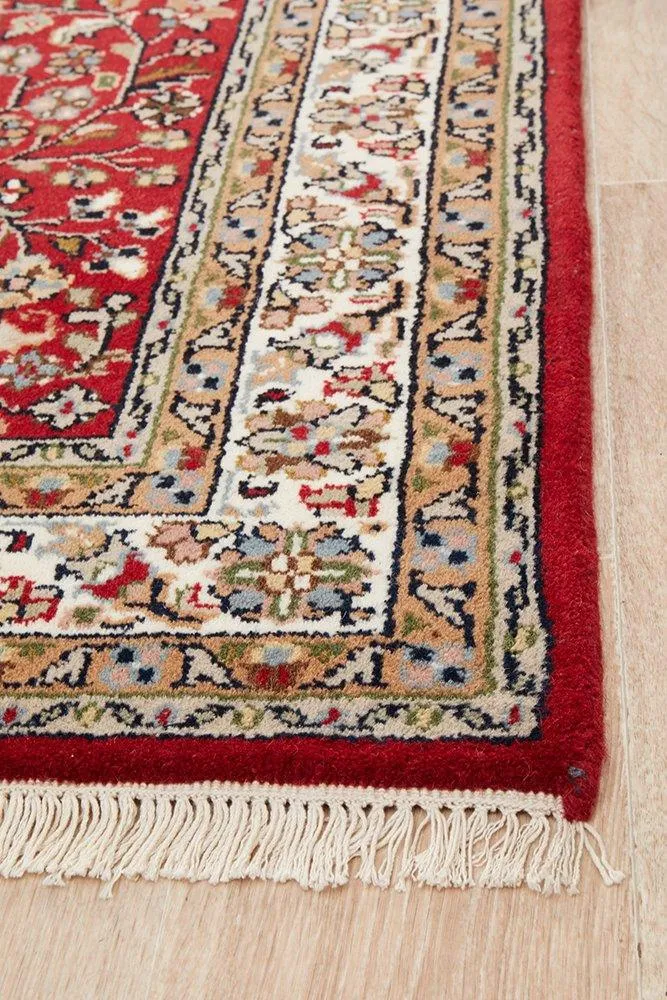 INDIAN HAND KNOTTED WOOL RUG 184X121CM