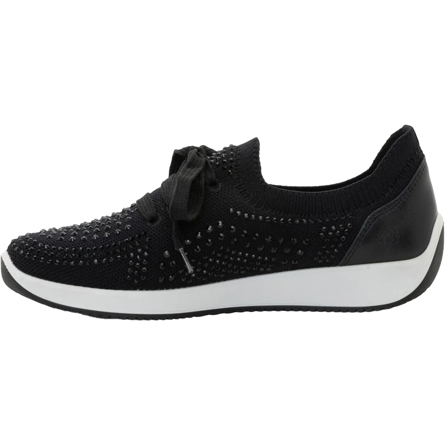 Women's Ara Shoes Lisbon Black/White Wovenstretch With Sparkle