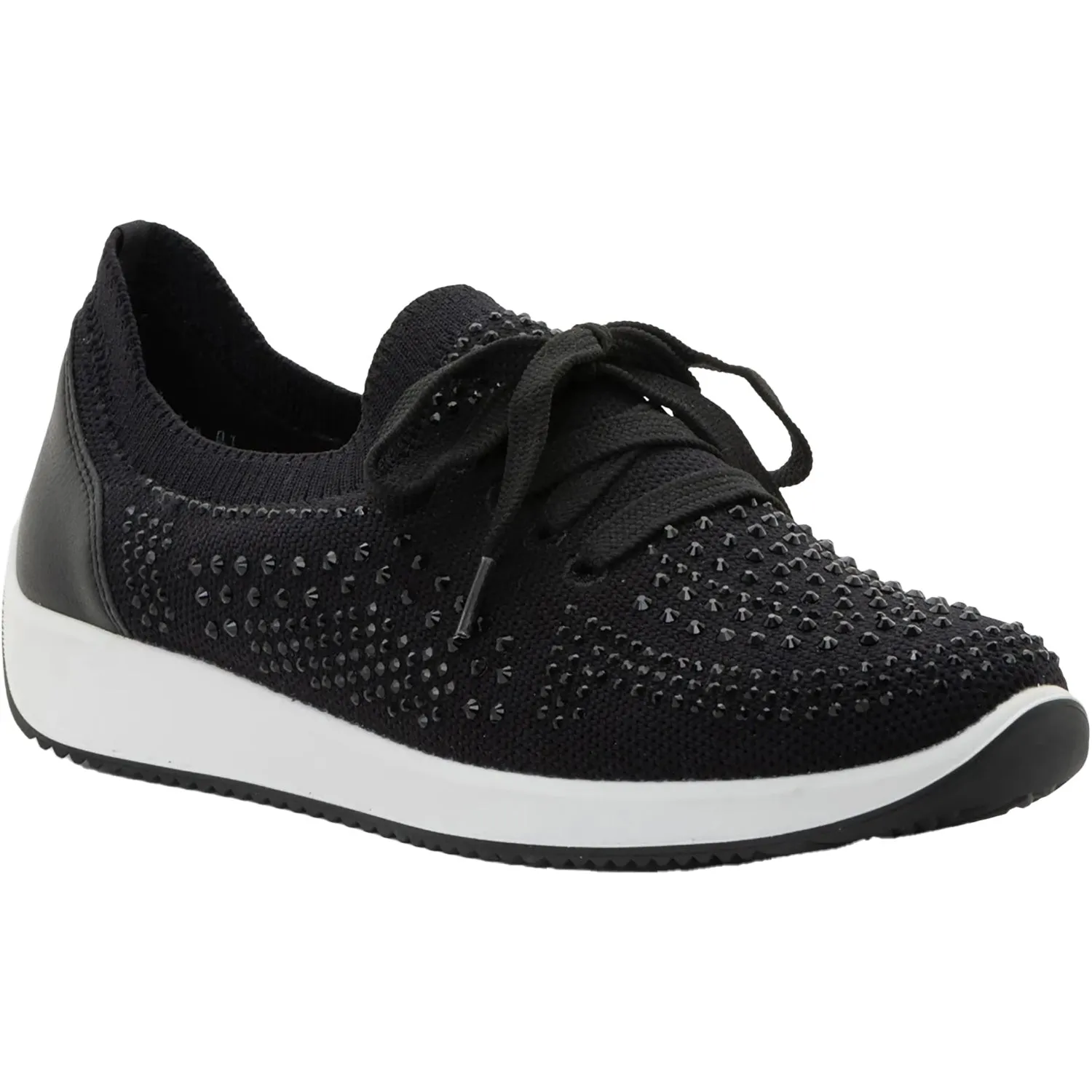 Women's Ara Shoes Lisbon Black/White Wovenstretch With Sparkle